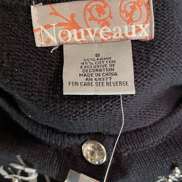 NWT by NOUVEAUX Women's Size SMALL Holiday Christmas Black Decorative Sweater - Picture 2 of 6